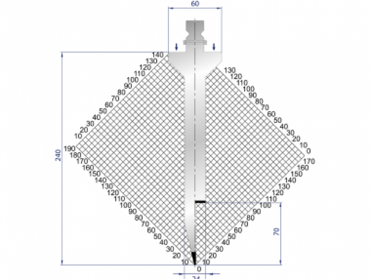 Dao chấn 28º, H=240, R=1 Max T/m=40, 42CrMo4