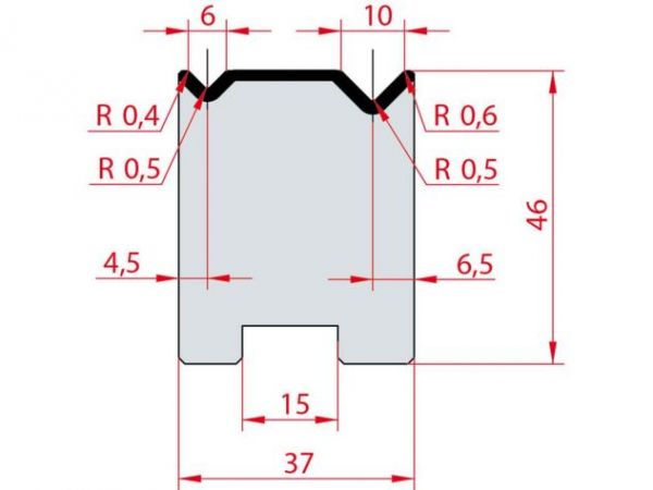 Cối chấn 2V 6/10 a=90º H46 Max. T/m=80