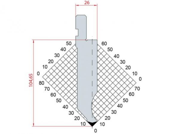 Dao chấn 85º 1281. H=104,65, R=0,8, Max T/m=100