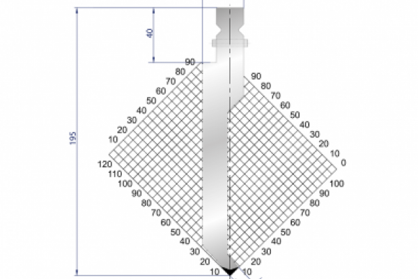 Dao chấn 86º, H=195, R=0.8 Max T/m=100, 42CrMo4