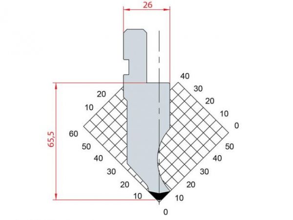 Dao chấn 88º 1012. H=66,5, R=3, Max T/m=100