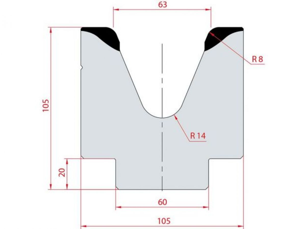 Cối chấn 1V 63 α=45º H105 Max. T/m=100
