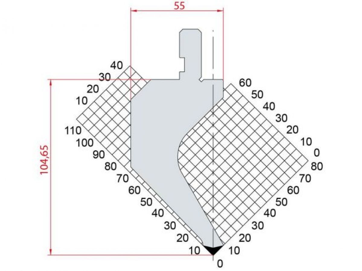 Dao chấn 90º 1016. H=104,65, R=0,8, Max T/m=50