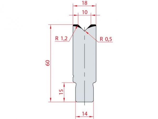 Cối chấn 1V 10 α=88º H60 Max. T/m=100