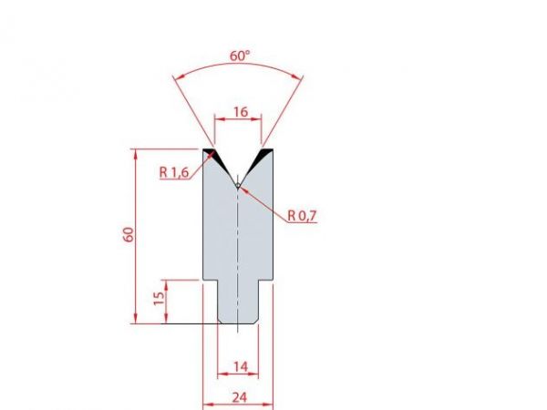Cối chấn 1V 16 α=60º H60 Max. T/m=100