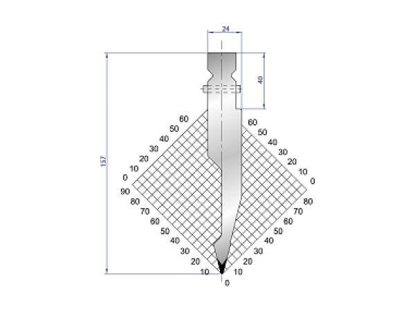 Dao chấn 28º, H=157, R=1 Max T/m=80, 42CrMo4