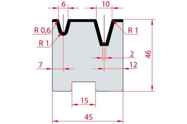 Cối chấn 2V 6/10 a=30º H46 Max. T/m=80