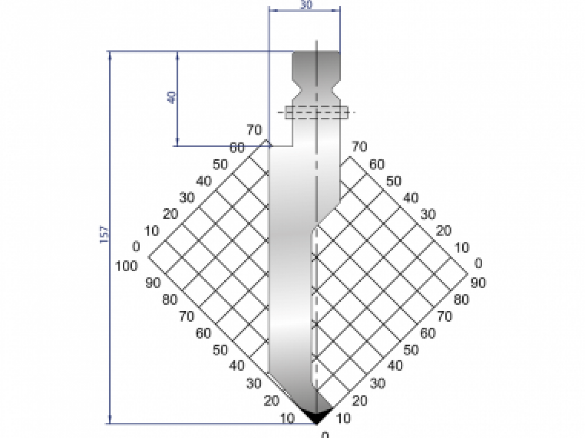 Dao chấn 86º, H=157, R=1 Max T/m=100, 42CrMo4