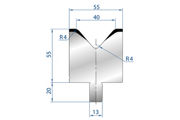 Cối chấn 1V 40 α=85º H55 Max. T/m=100