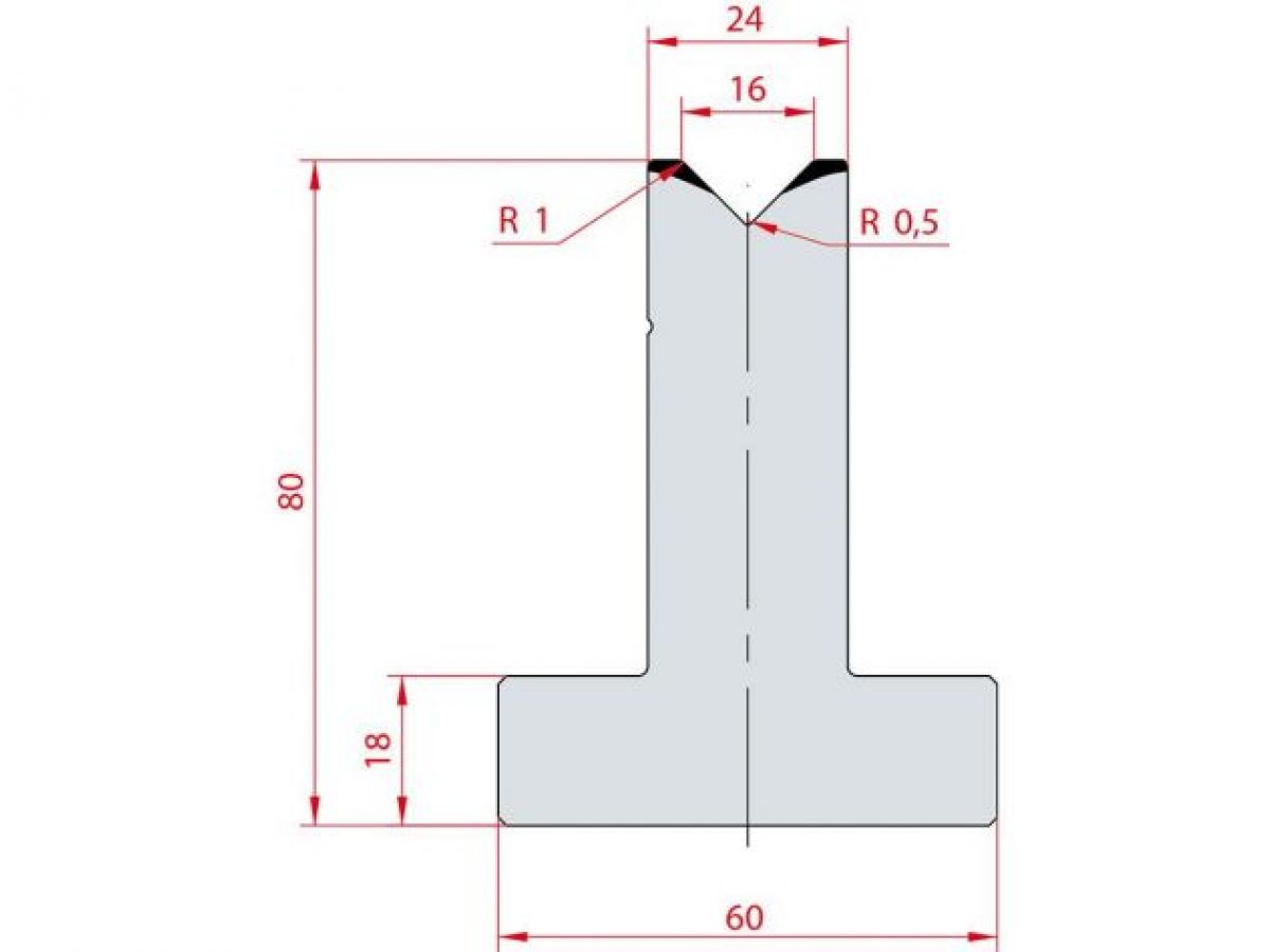 Cối chấn T 1V 16 α=90º H80 Max. T/m=100