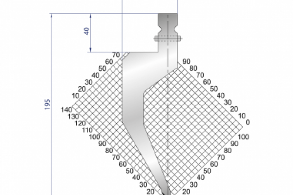 Dao chấn 60º, H=195, R=0.8 Max T/m=40, 42CrMo4