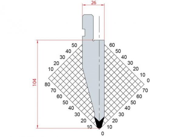 Dao chấn 30º 1289. H=104, R=3 Max T/m=100