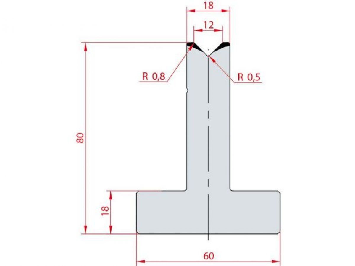 Cối chấn T 1V 12 α=90º H80 Max. T/m=100