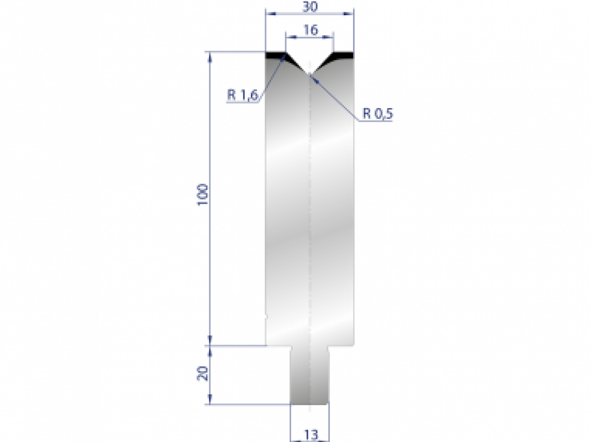 Cối chấn 1V 16 α=86º H100 R1.6 Max. T/m=100, C45