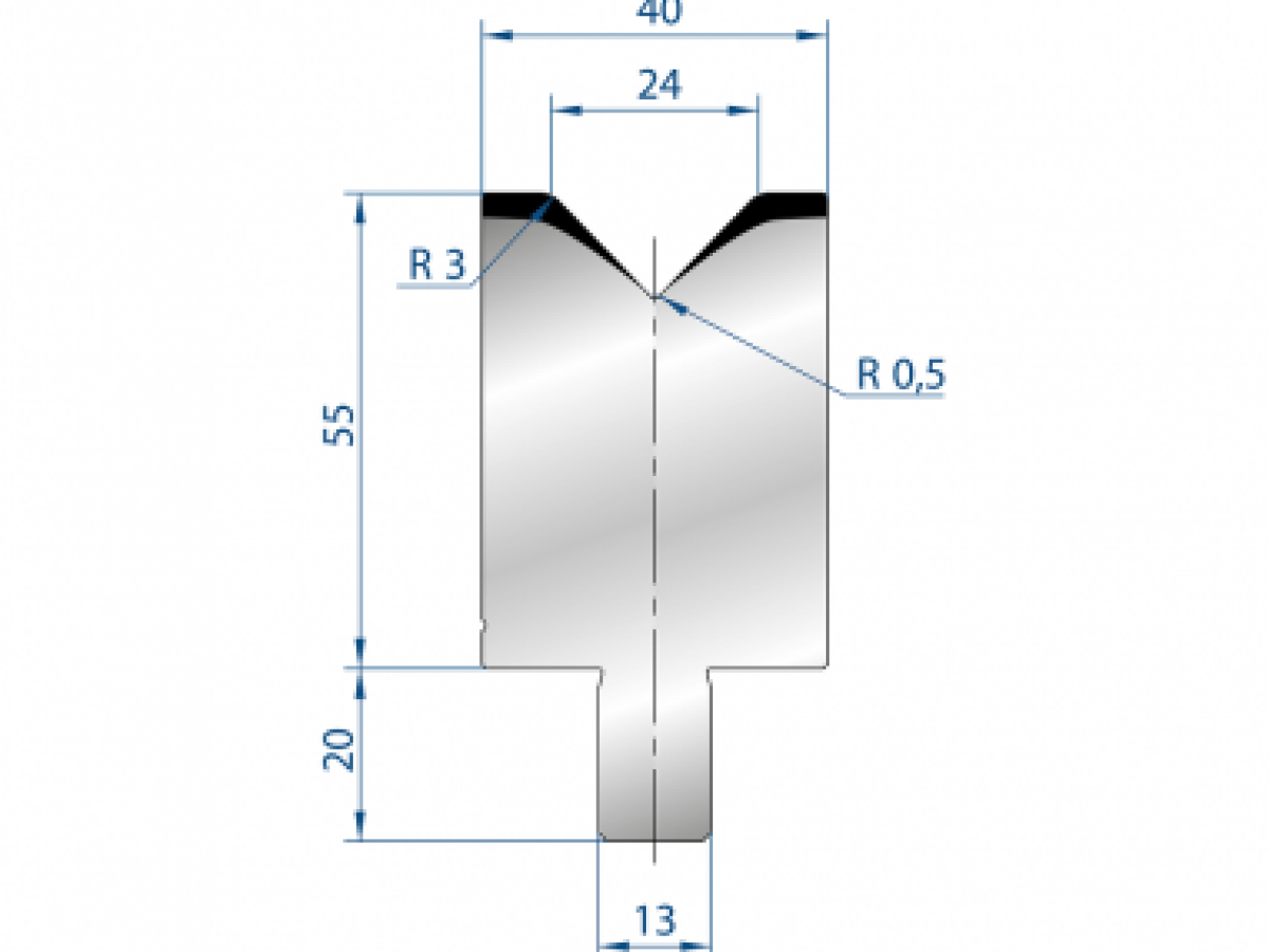 Cối chấn 1V 24 α=88º H55 Max. T/m=100