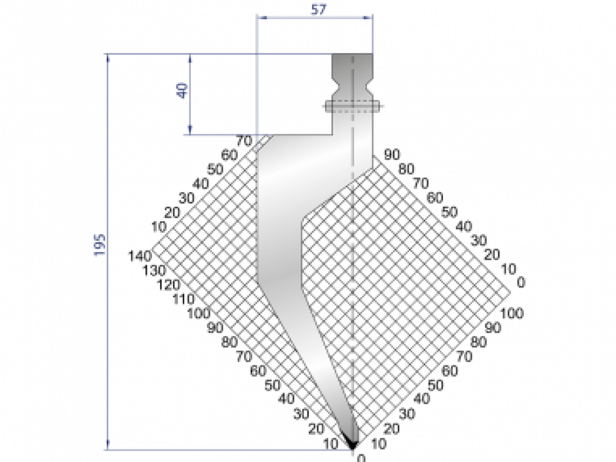 Dao chấn 60º, H=195, R=0.8 Max T/m=40, 42CrMo4
