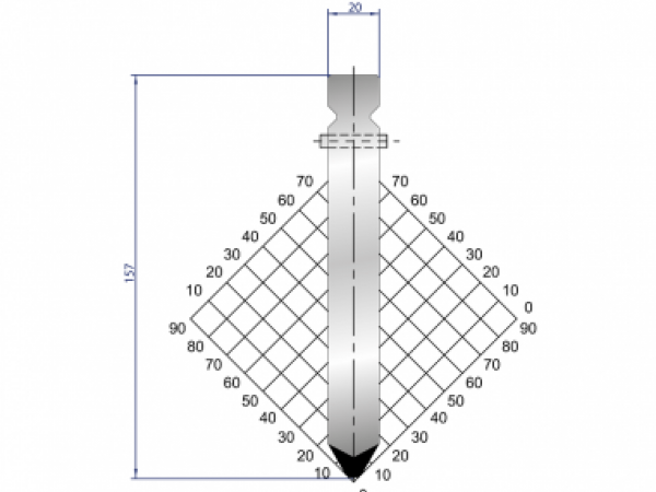 Dao chấn 60º, H=157, R=4 Max T/m=60, 42CrMo4