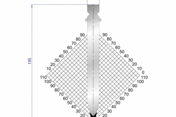 Dao chấn 28º, H=195, R=3 Max T/m=100, 42CrMo4