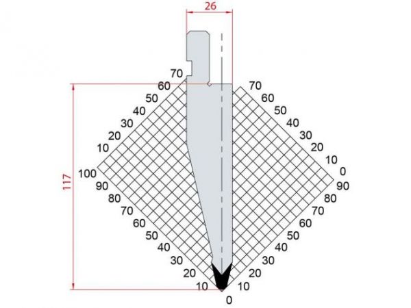 Dao chấn 26º 1192. H=117, R=3 Max T/m=100