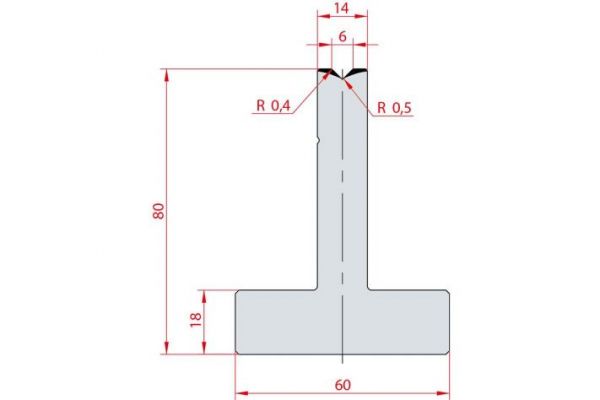 Cối chấn T 1V 6 α=90º H80 Max. T/m=100